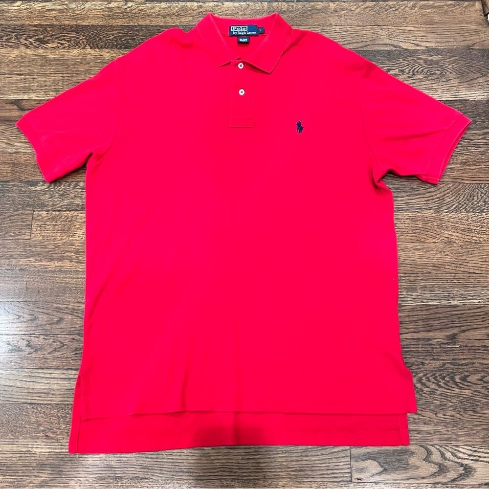 Ralph Lauren Men's Bright Red Polo Shirt Size Large